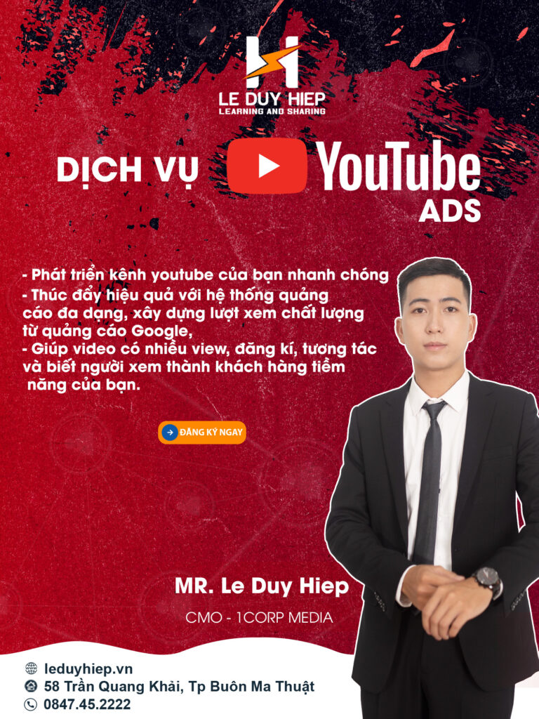 Lê Duy hiệp - Dịch vụ quảng cáo youtube